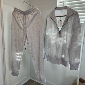 Gray Zip-Up Sweatshirt and Joggers Set